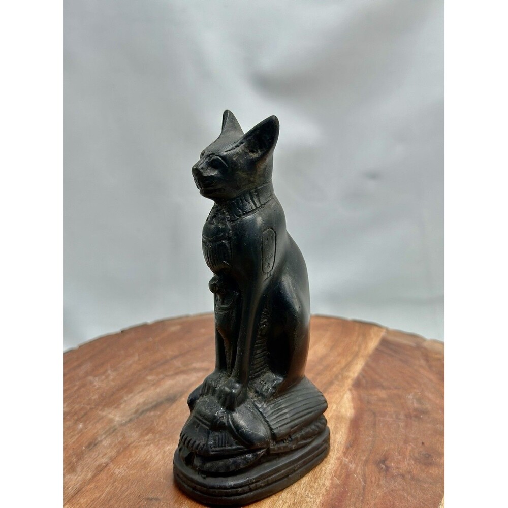 Egyptian Cat Goddess Bastet Figurine Statue Mini Black Hieroglyphic